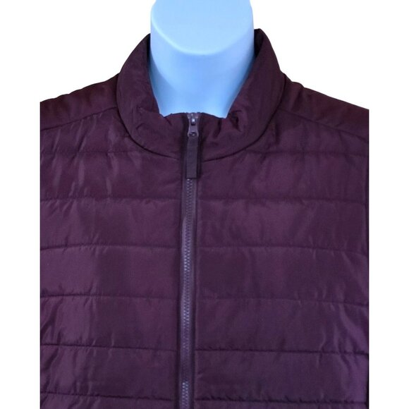 Burgundy Puffer Vest With Zipper Closure boho cottagecore peasant warm - Picture 2 of 4